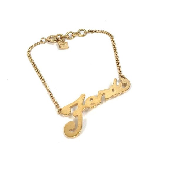 AUTHENTIC FENDI Accessories logo Bracelet Metal Gold - Picture 1 of 10